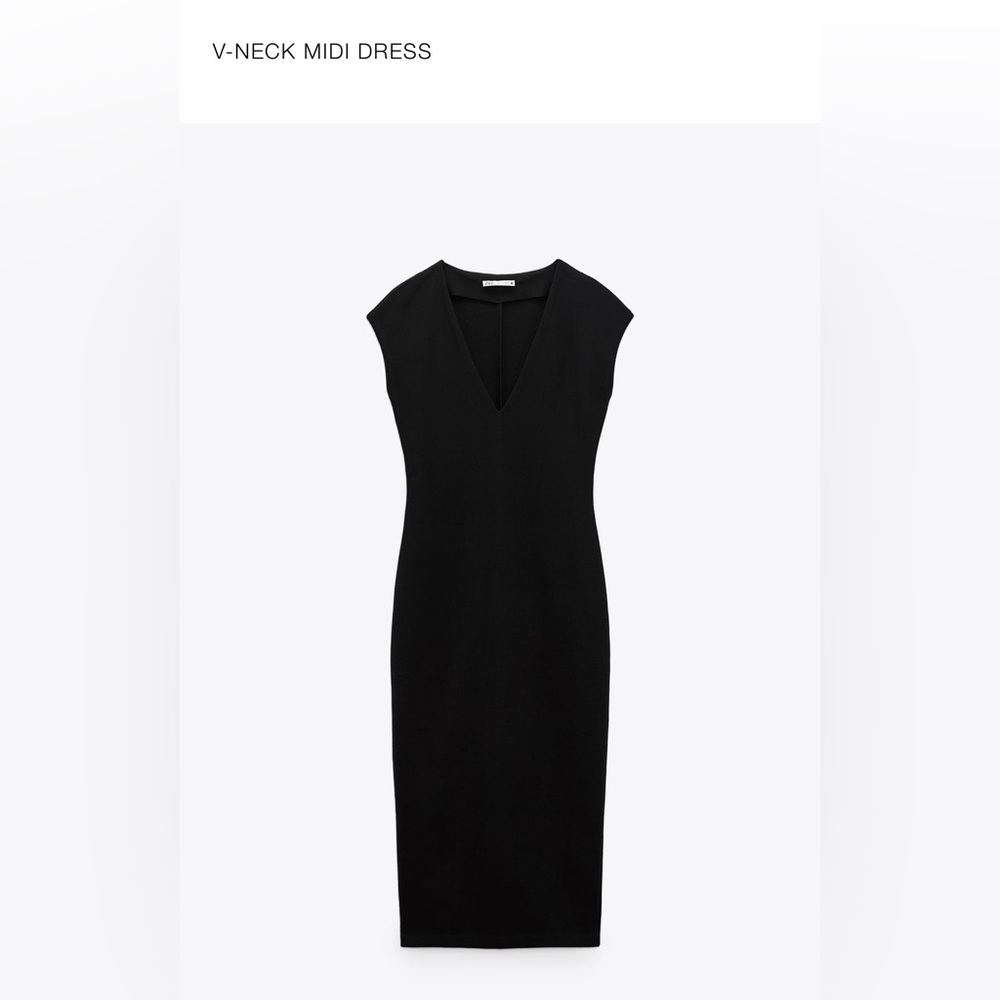 Zara Black V-Neck Midi Dress